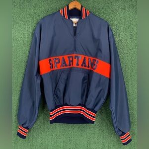 VTG 80’s DeLong Spartans Varsity Windbreaker 1/4 Zip Jacket Men’s Medium